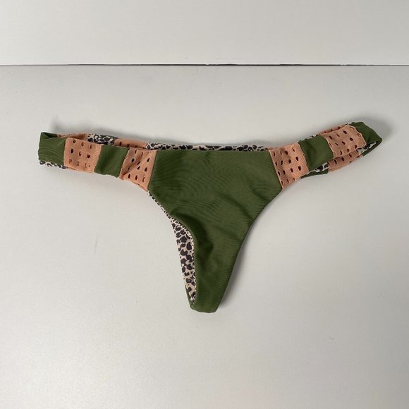 ACACIA Swimwear Green Palm Topless Mesh Bottom Size XS / P Bikini Swimsuit - Picture 1 of 9